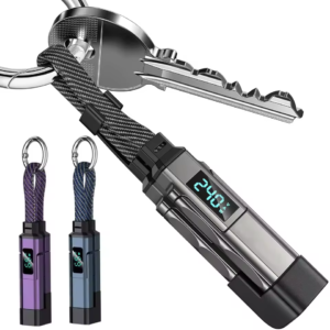 4-in-1 65W USB-C Charging Cable Keychain w/ Power Display